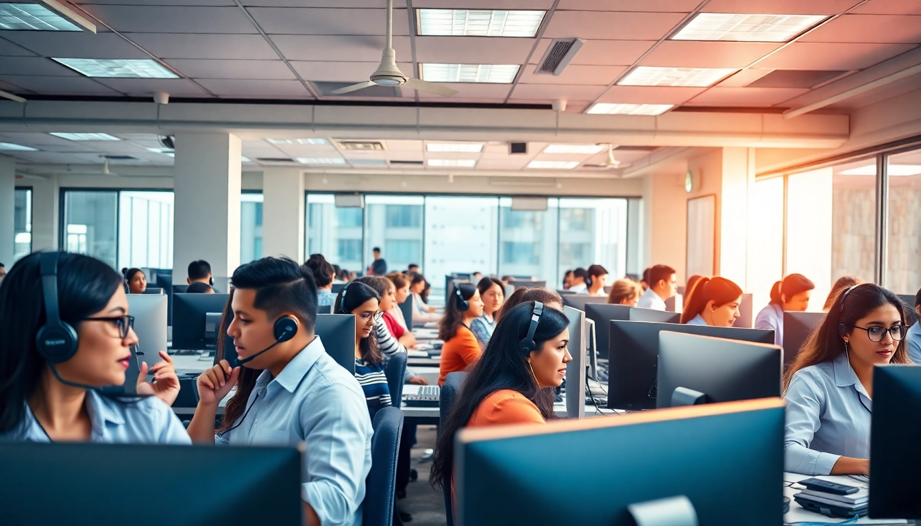 View top call centers in Tijuana Mexico with agents actively collaborating in a modern work environment.