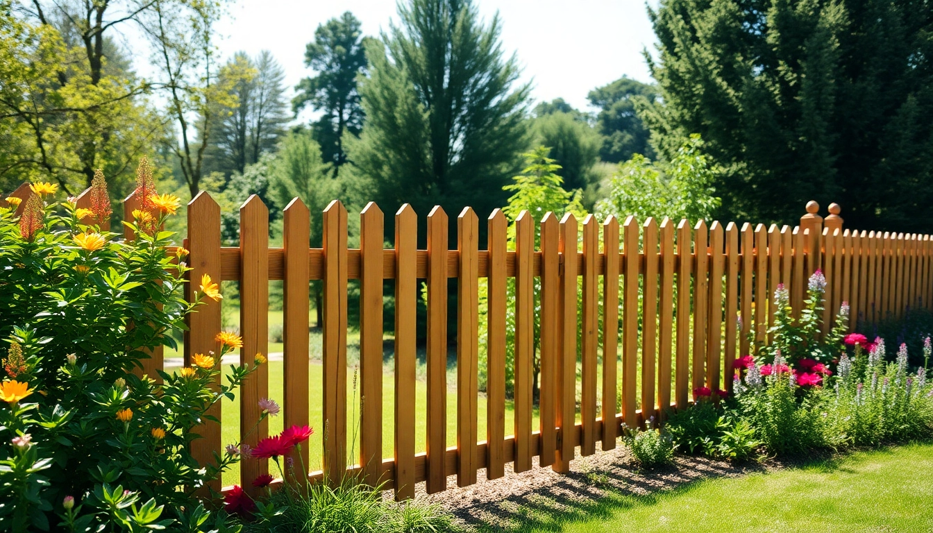 Install quality fences with top fencing companies Manchester, showcasing an elegant wooden design in a sunny garden.