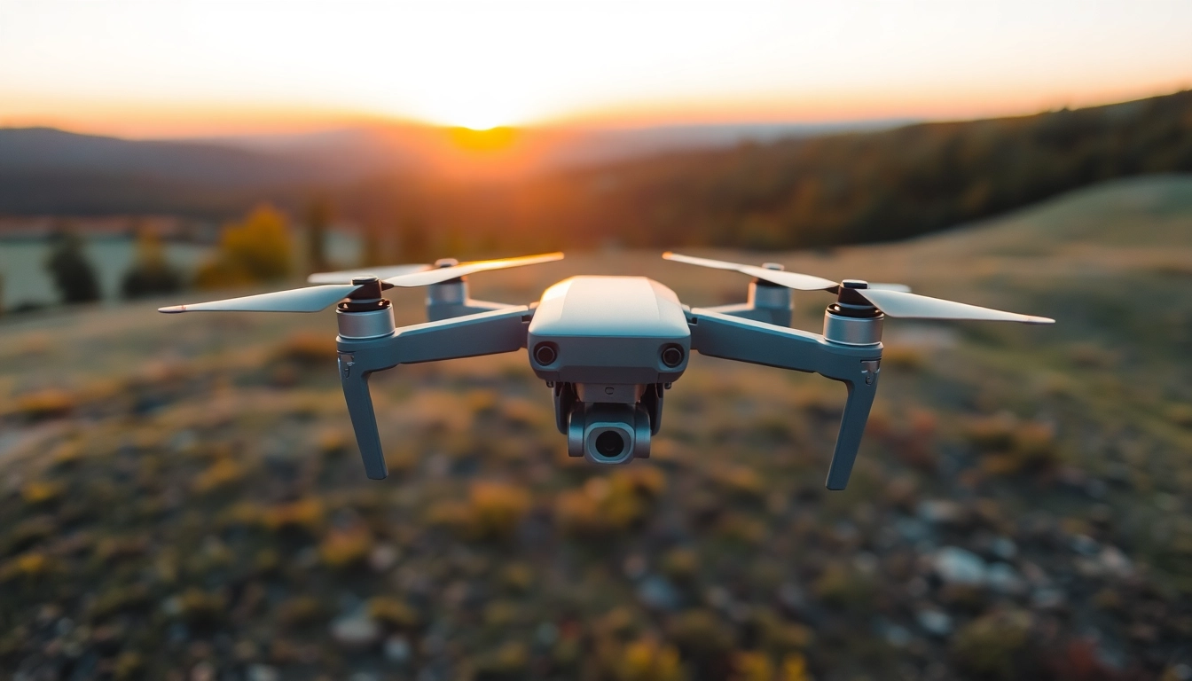 Drone photography legality checked in a beautiful landscape at sunset, showcasing vibrant colors and dynamic composition.