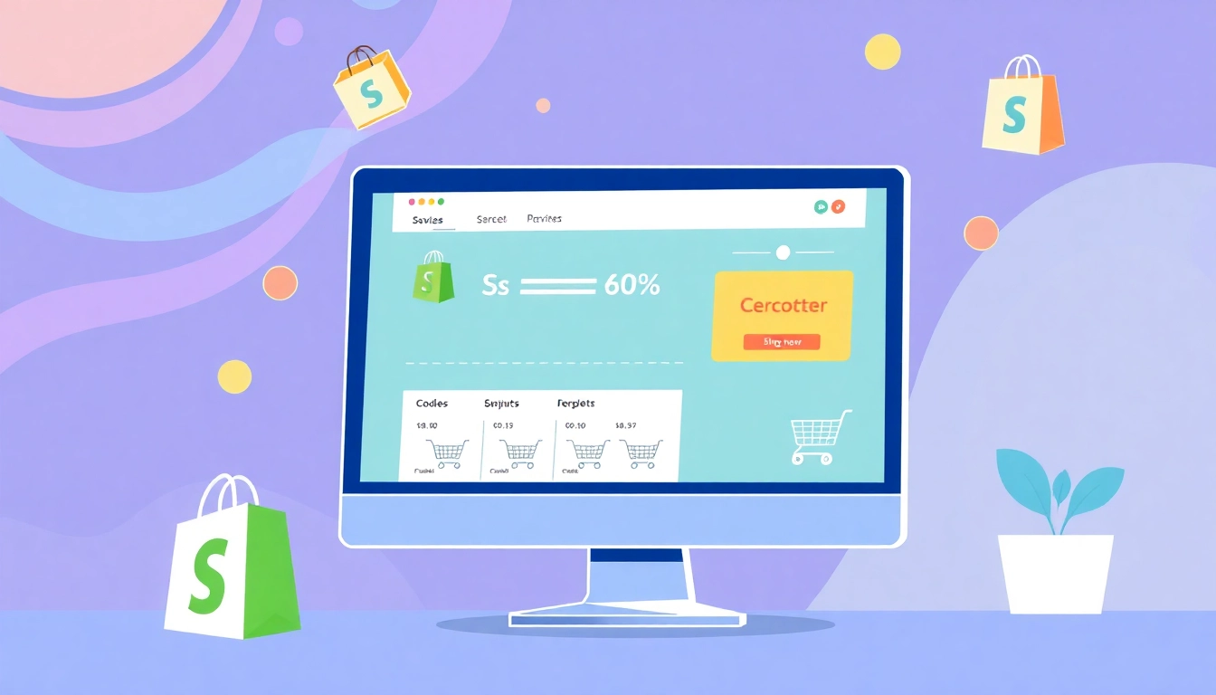 Generate and manage shopify bulk discount codes effortlessly with a sleek interface featuring shopping carts and discount codes.