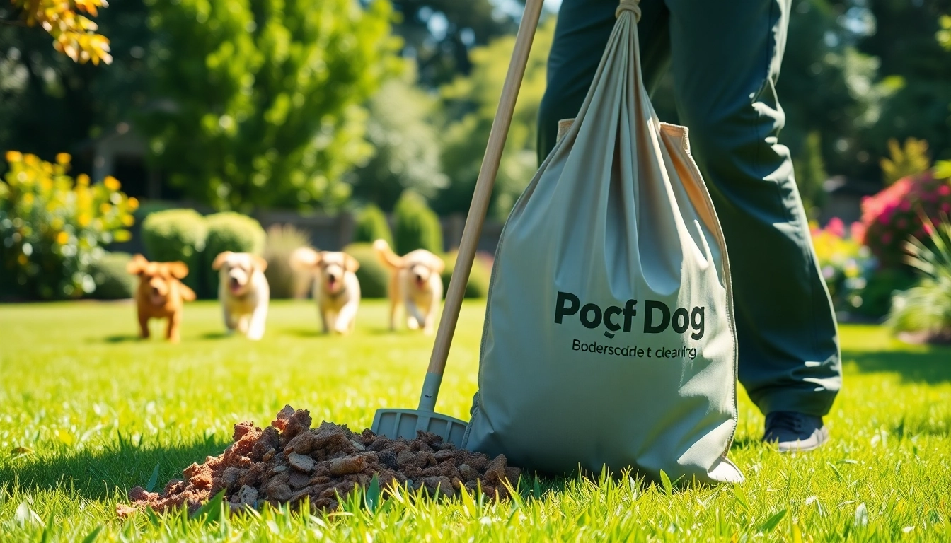 Efficient dog poop cleaning service professional removing waste from a clean yard.