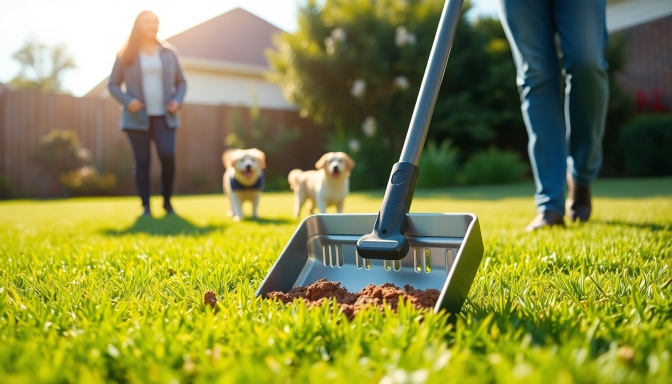 Experience an affordable pooper scooper service San Antonio with a professional in action in a clean yard.