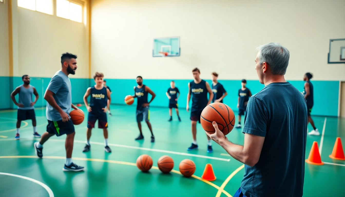 Engaging basketball training programs near me with young athletes practicing skills under professional guidance.