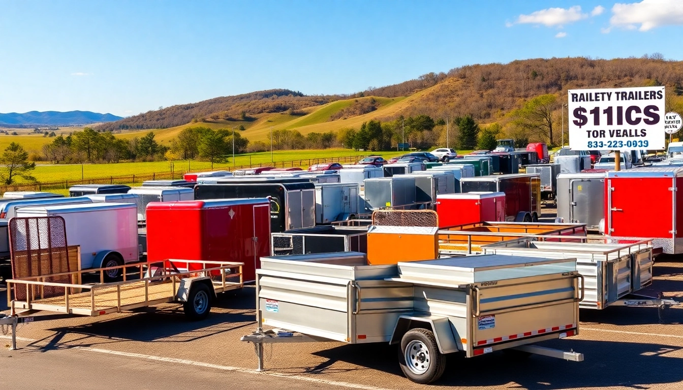 Trailer options for sale in Massachusetts, featuring various models and vibrant colors.