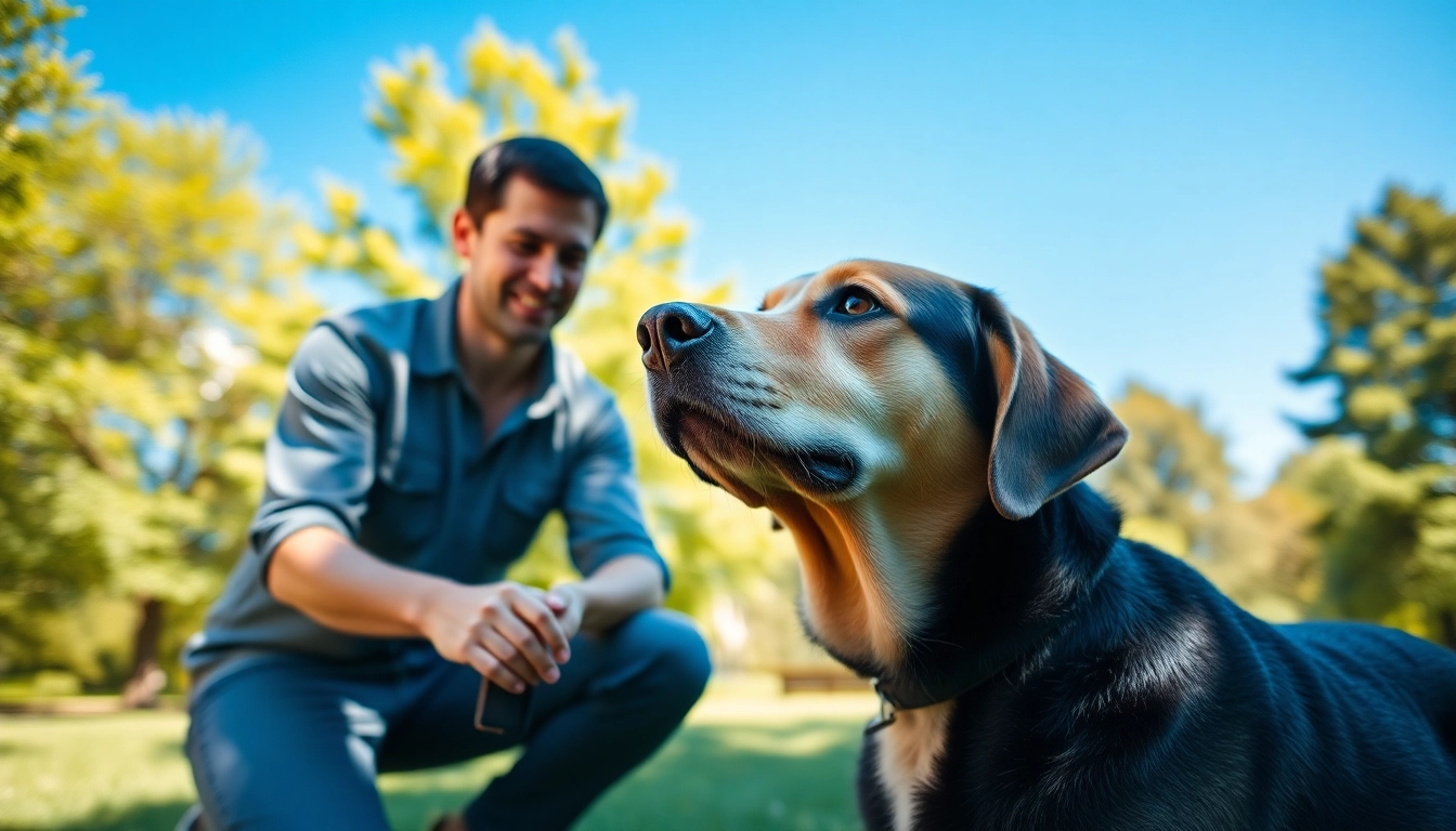 Engaging dog training session in Irvine with a trainer and a Labrador, showcasing effective techniques.