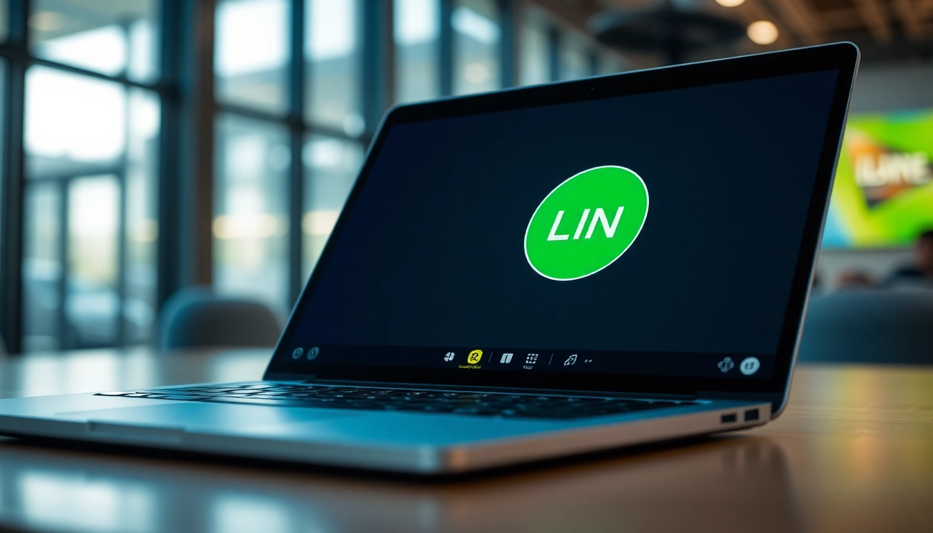 Download line下载電腦版 seamlessly on a sleek laptop screen showcasing the app interface.
