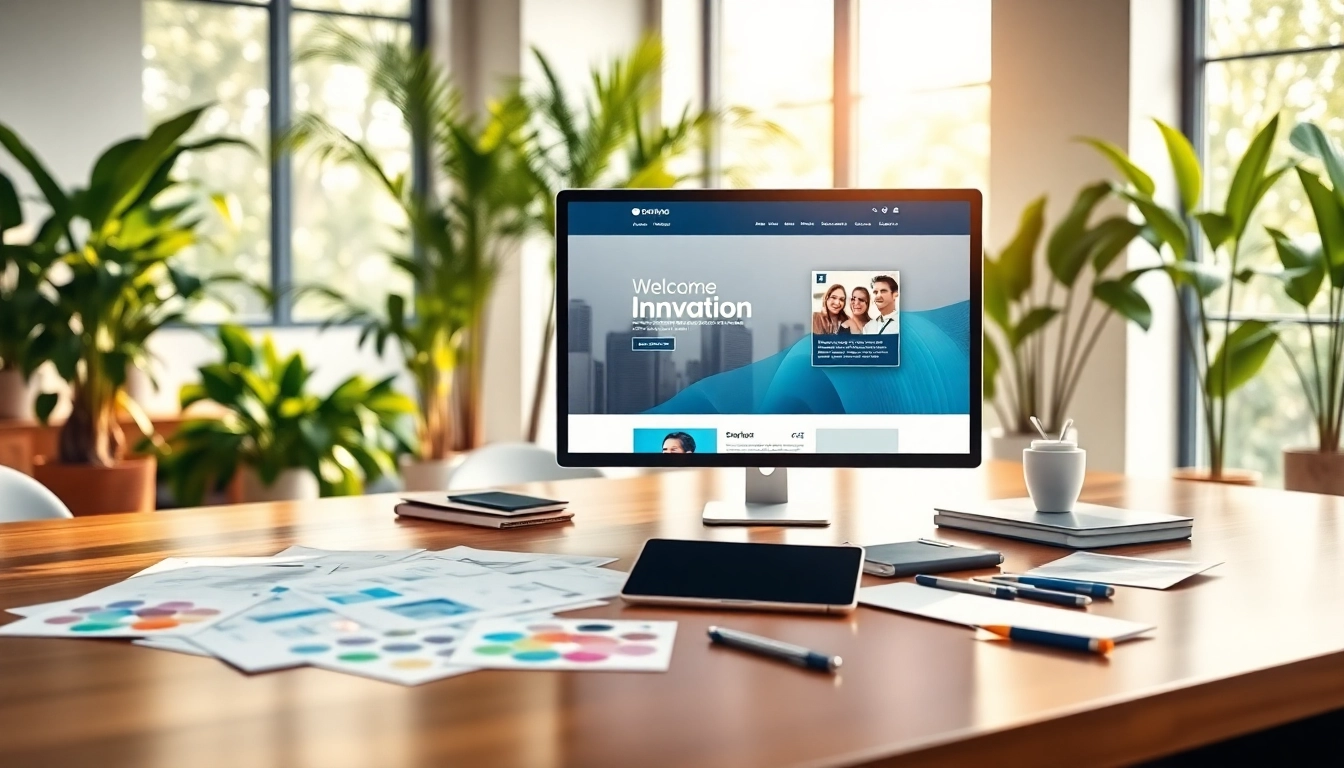 Showcasing professional website design in a creative workspace with modern tools.