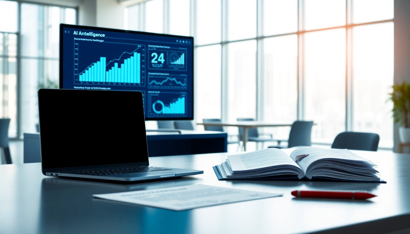 Analyze AI for competitive intelligence insights in a modern workspace with analytics.