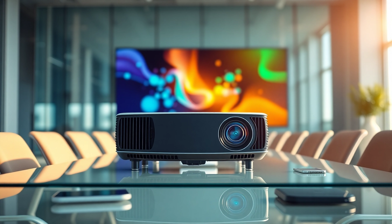 Highlighting a projector in a corporate setting, delivering vibrant presentations to engage audiences.