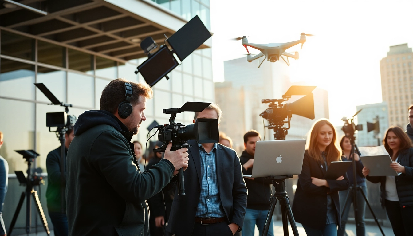 Engaging scene of video production in Edmonton featuring a professional team at work.