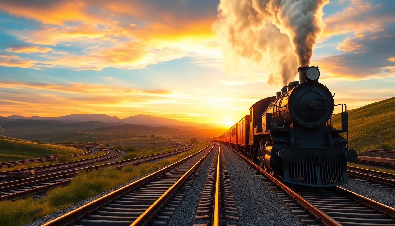 Experience the thrill of railroad tycoon download with a vintage locomotive on scenic tracks.