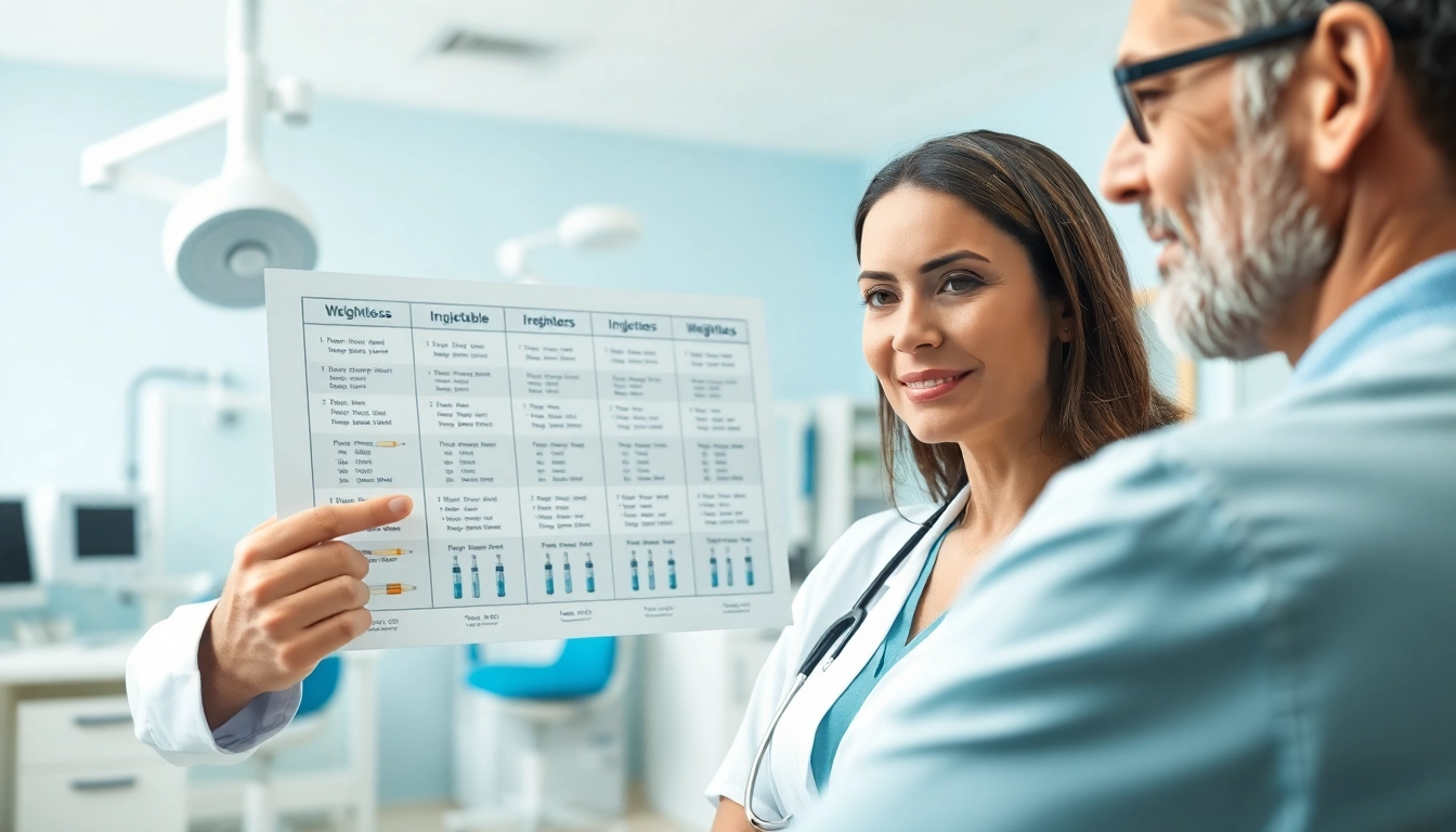 Engaging healthcare professionals discussing Injectable Weight Loss solutions with a patient.