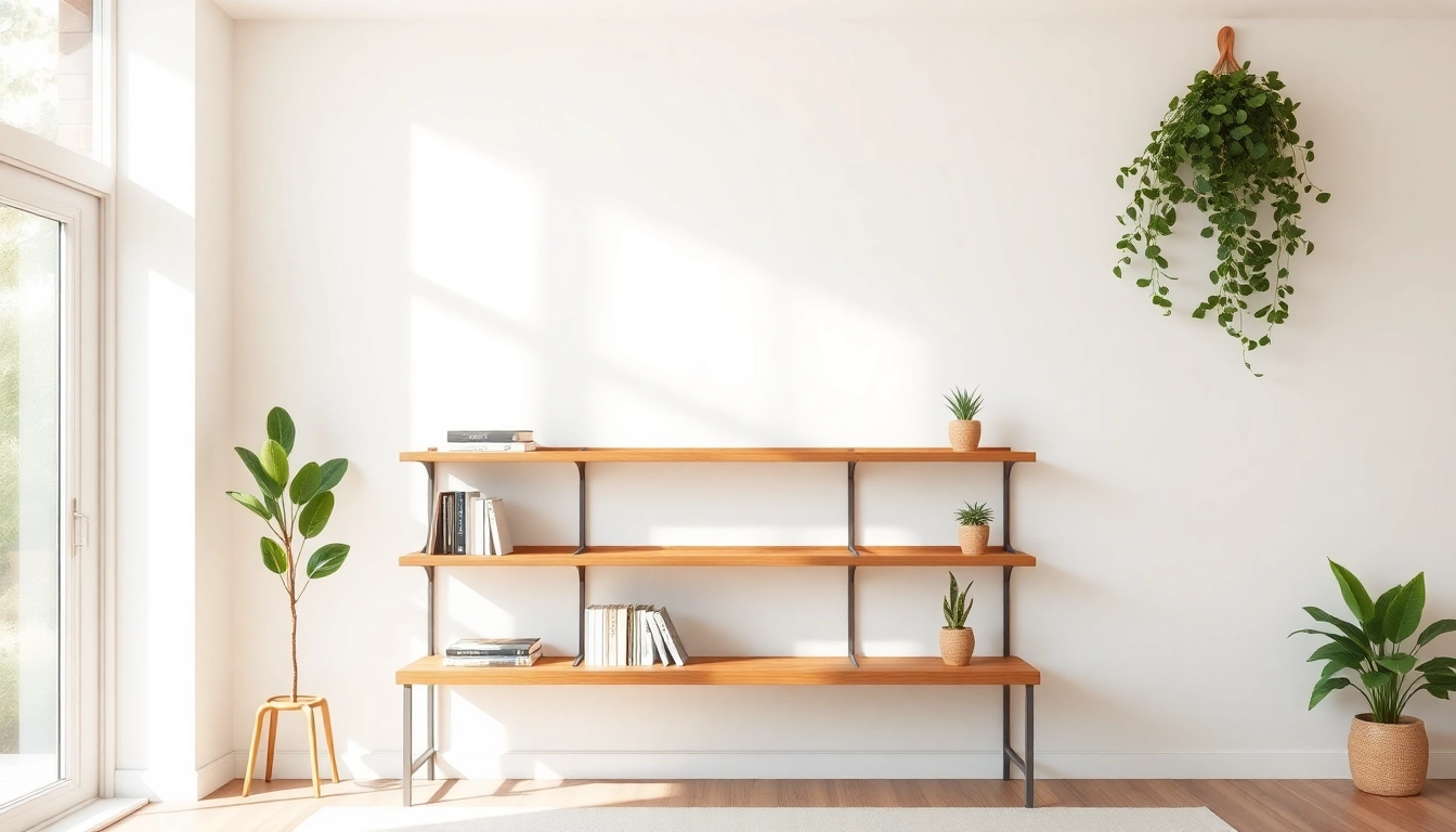 Enhance your space with a sleek minimalist wall rack showcasing style and functionality.