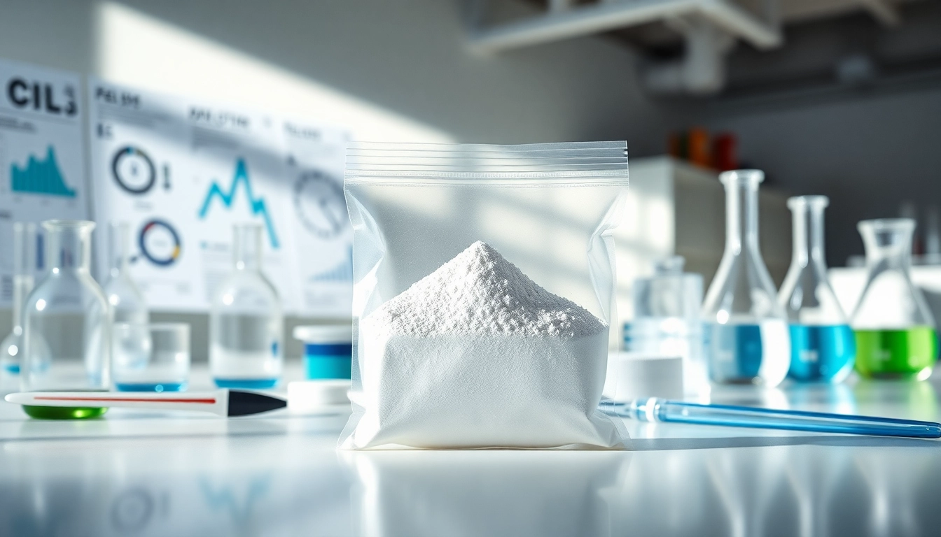 Redispersible Polymer Powder displayed in a clean laboratory setting with measuring tools for precise applications.